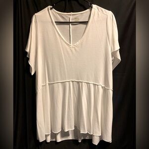 White V-neck Tee, Flare Bottom